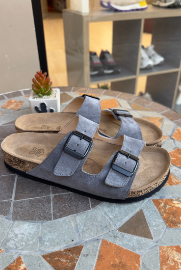 Maria Natural Cork Suede Leather Anthracite