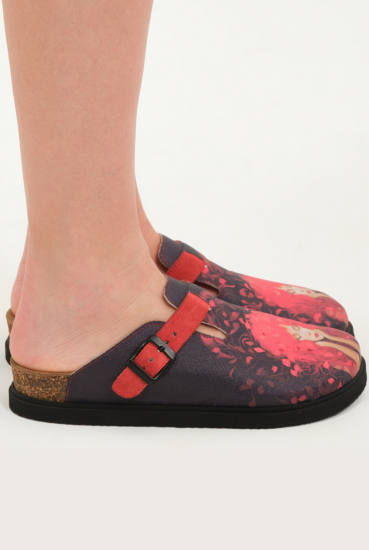 Justine- Natural Cork- Printed Waxed Canvas- Red Antrasit