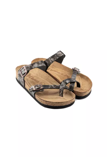 Adriana- Natural Cork- Printed Leather- Golden Snake