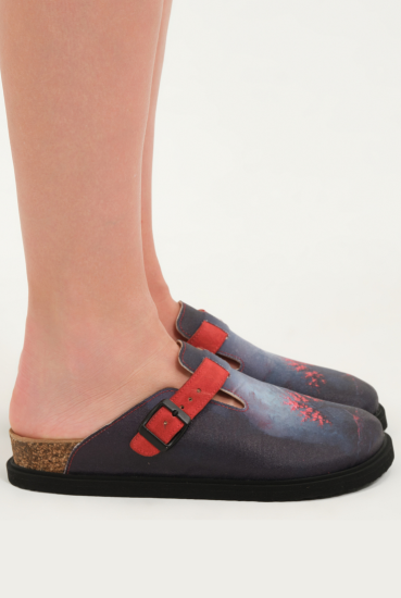 Justine- Natural Cork- Printed Waxed Canvas- Antrasit