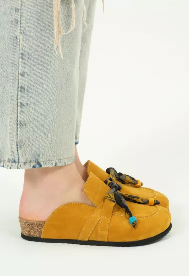 Rachel Natural Cork Suede Leather Mustard
