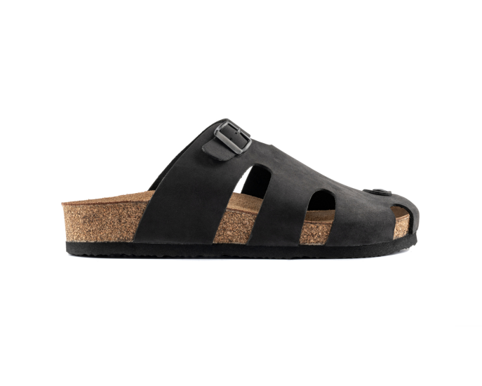 Diego- Natural Cork- Nubuck Leather- Black