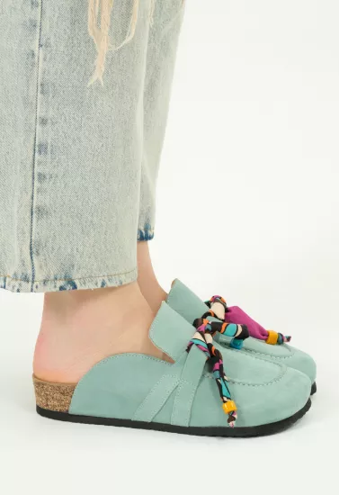 Rachel Natural Cork Suede Leather Mint