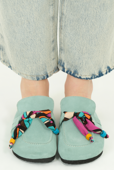 Rachel Natural Cork Suede Leather Mint
