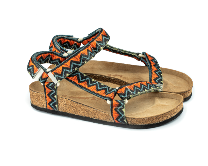 Tengri- Doğal Mantar Taban- Etnik Desenli- Erkek Sandalet