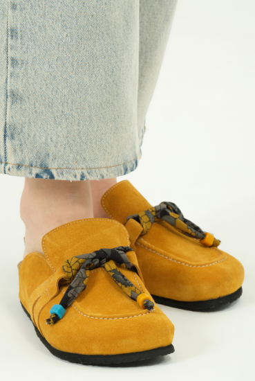 Rachel Natural Cork Suede Leather Mustard