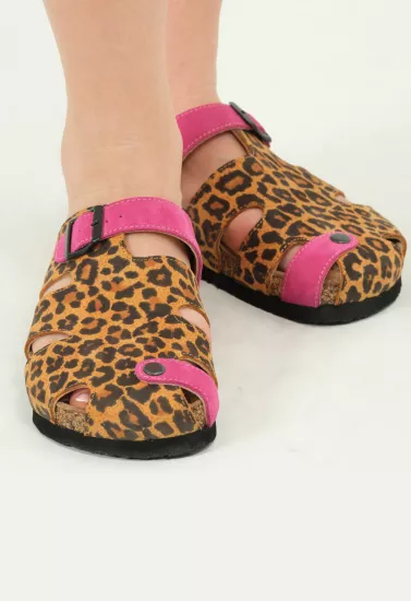 Marta- Natural Cork- Suede Leather- Leopard