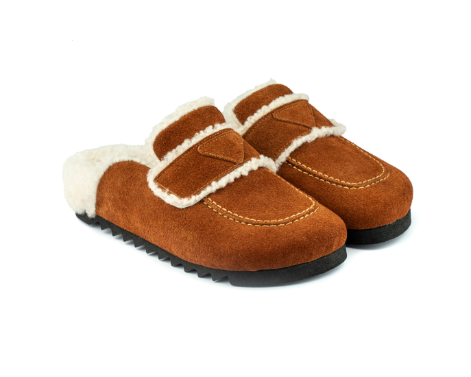 Angel Shearing- Natural Cork/ Suede Shearling- Cinnamon Powder