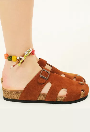 Marta- Natural Cork- Suede Leather- Cinnamon Powder