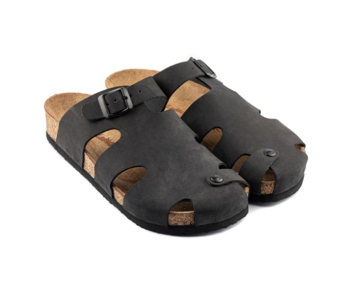 Diego- Natural Cork- Nubuck Leather- Black