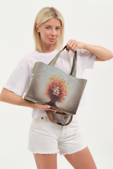 Lemoors Hibiscus- Mumlu Kanvas- Özel Tasarım Baskılı- Kadın Omuz Çantası