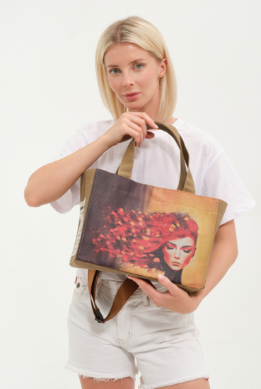 Lemoors Hibiscus- Mumlu Kanvas- Özel Tasarım Baskılı- Kadın Omuz Çantası