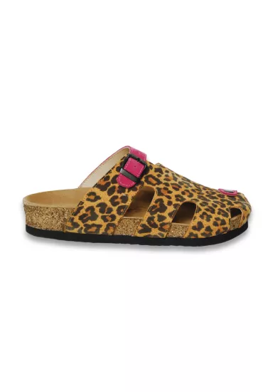 Marta- Natural Cork- Suede Leather- Leopard