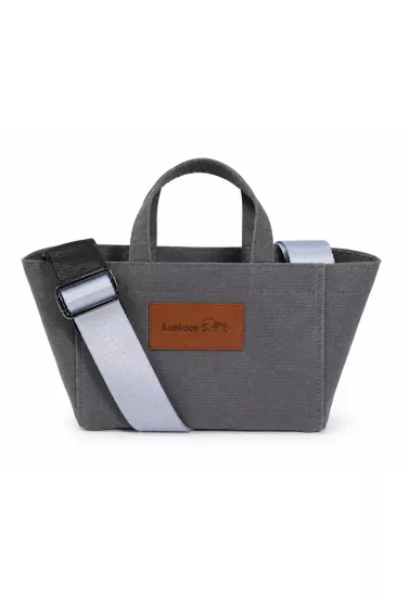 Tiny Hibiscus-Antrasit Rengi Mumlu Kanvas- Tote Bag