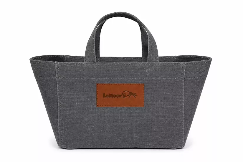 Tiny Hibiscus-Antrasit Rengi Mumlu Kanvas- Tote Bag