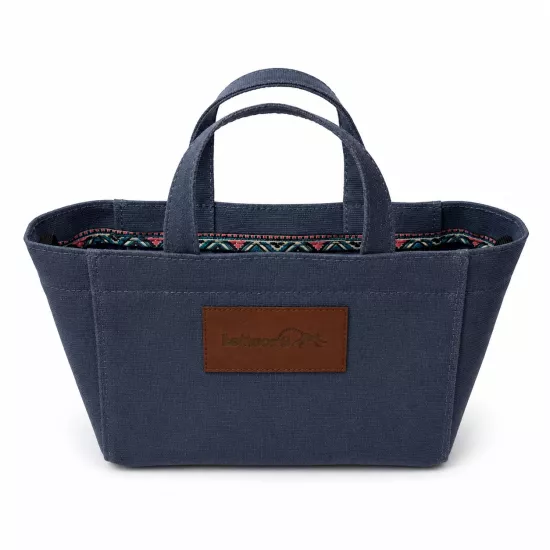 Tiny Hibiscus Koyu Mavi Mumlu Kanvas Tote Bag