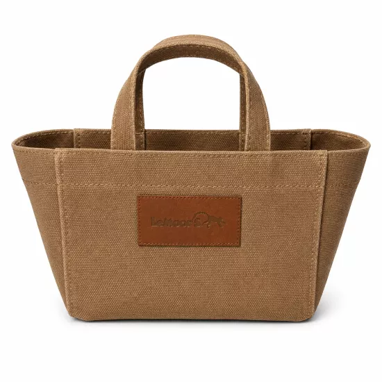 Tiny Hibiscus Kahverengi Mumlu Kanvas Tote Bag